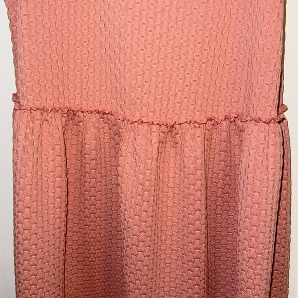 🌹ENTRO SALMON SLEEVELESS WAFFLE DRESS - Picture 3 of 8